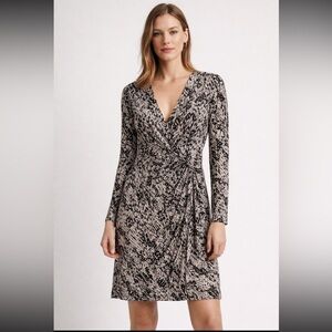Etcetera Abstract Print Wrap Dress Stretch Long Sleeve Size 6